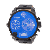 Buy Shop Diesel Big Daddy Blue Dial Black Leather Strap Watch For Men - DZ7127 USA Online