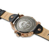 Buy Shop Diesel Big Daddy Gold & Black Dial Black Leather Strap Watch For Men - DZ7261 USA Online