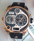 Buy Shop Diesel Big Daddy Gold & Black Dial Black Leather Strap Watch For Men - DZ7261 USA Online
