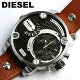 Buy Shop Diesel SBA Dual Time Black Dial Brown Leather Strap Watch For Men - DZ7264 USA Online