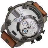 Buy Shop Diesel SBA Dual Time Chronograph White Dial Brown Leather Strap Watch For Men - DZ7269 USA Online