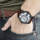 Buy Shop Diesel SBA Dual Time Chronograph White Dial Brown Leather Strap Watch For Men - DZ7269 USA Online