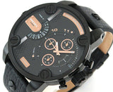 Buy Shop Diesel Little Daddy Chronograph Black Dial Black Leather Strap Watch For Men - DZ7291 USA Online