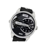 Buy Shop Diesel Mini Daddy Black Silver Dial Black Leather Strap Watch For Men - DZ7307 USA Online