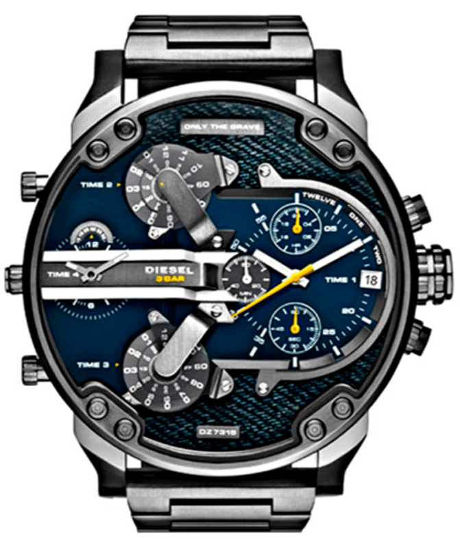 Buy Shop Diesel Big Daddy 2.0 Chronograph Blue Dial Grey Steel Strap Watch For Men - DZ7331 USA Online