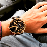 Buy Shop Diesel Mr Daddy Chronograph Black Dial Black Leather Strap Watch For Men - DZ7371 USA Online