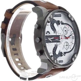 Diesel Mr. Daddy 2.0 Chronograph Silver Dial Brown Leather Strap Watch For Men - DZ7394