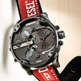 Diesel Mr Daddy 2.0 Chronograph Grey Dial Red Rubber Strap Watch For Men - DZ7423