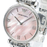 Buy Shop Emporio Armani Classic Gianni T Bar Crystals Pink Dial Silver Steel Strap Watch For Women - AR1781 USA Online