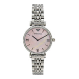 Buy Shop Emporio Armani Gianni T Bar Pink Mother of Pearl Dial Silver Steel Strap Watch For Women - AR1779 USA Online