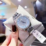 Buy Shop Guess Glitter Burst Diamonds Blue Dial Silver Steel Strap Watch for Women - GW0405L1 USA Online