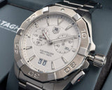 Buy Shop Tag Heuer Aquaracer Chronograph White Dial Silver Steel Strap Watch for Men - WAY111Y.BA0928 USA Online