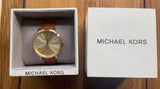 Buy Shop Michael Kors Jaryn Quartz Gold Dial Brown Leather Strap Watch For Women - MK2496 USA Online