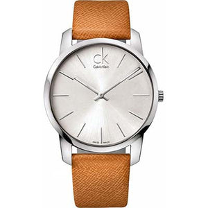 Buy Shop Calvin Klein City Silver Dial Orange Leather Strap Watch for Women - K2G231G6 USA Online
