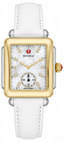 Buy Shop Michele Deco Silver Dial White Leather Strap Watch For Women - MWW06V000043 USA Online