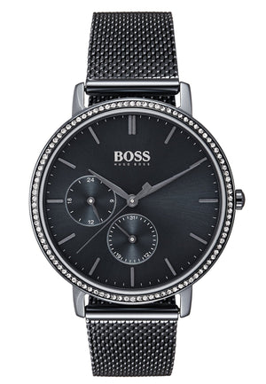 Buy Shop Hugo Boss Infinity Black Dial Black Mesh Bracelet Watch for Women -1502521 USA Online