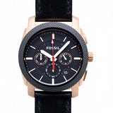 Buy Shop Fossil Machine Chronograph Black Dial Black Leather Strap Watch for Men - FS5120 USA Online
