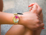 Buy Shop Guess Sugarrush Quartz Multicolor Dial Gold Steel Strap Watch For Women - GW0258L1 USA Online