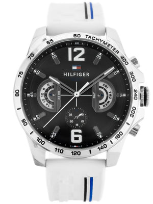 Buy Shop Tommy Hilfiger Multifunction Black Dial White Rubber Strap Watch for Men - 1791475 USA Online