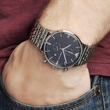 Buy Shop Emporio Armani Gianni Chronograph Blue Dial Silver Steel Strap Watch For Men - AR1648 USA Online