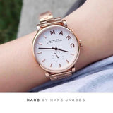 Marc Jacobs Baker White Dial Rose Gold Steel Strap Watch for Women - MBM3244