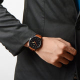 Buy Shop Fossil The Minimalist Black Dial Brown Leather Strap Watch for Men - FS5305 USA Online