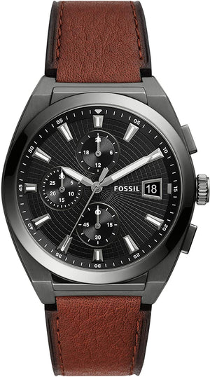 Buy Shop Fossil Everett Chronograph Grey Dial Brown Leather Strap Watch for Men - FS5799 USA Online
