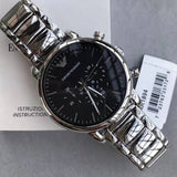 Buy Shop Emporio Armani Luigi Black Dial Silver Steel Strap Watch For Men - AR1894 USA Online