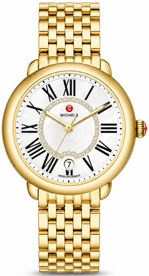 Buy Shop Michele Serein Silver Dial Gold Steel Strap Watch for Women - MWW21B000017 USA Online