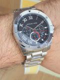 Buy Shop Michael Kors Brecken Chronograph Quartz Black Dial Silver Steel Strap Watch For Men - MK8438 USA Online