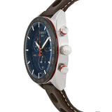 Tissot PRS 516 Chronograph Blue Dial Brown Leather Strap Watch For Men - T100.417.16.041.00