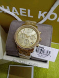 Buy Shop Michael Kors Runway Chronograph Gold Dial Gold Steel Strap Watch For Women - MK5698 USA Online
