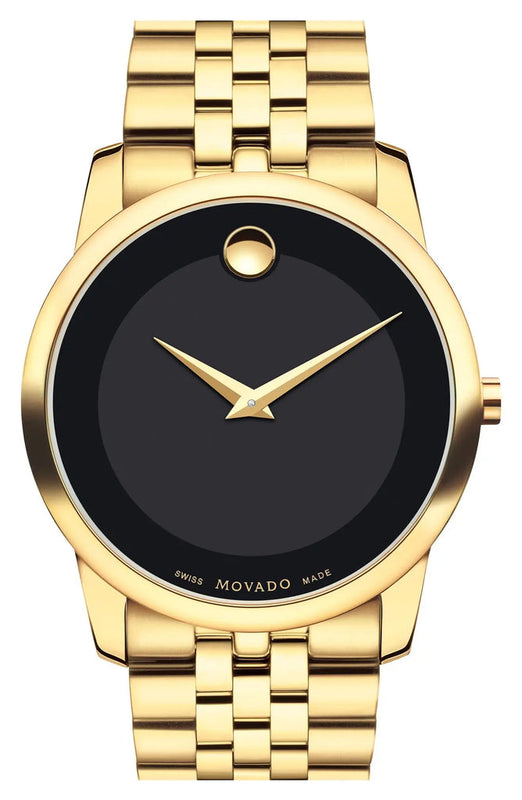 Buy Shop Movado Museum Classic Quartz Black Dial Gold Steel Strap Watch for Men - 0607203 USA Online