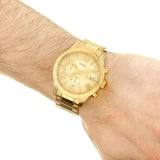 Guess Atlas Chronograph Gold Dial Gold Steel Strap Watch For Men - W0668G4