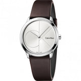 Buy Shop Calvin Klein Minimal Silver Dial Brown Leather Strap Watch for Men - K3M221G6 USA Online