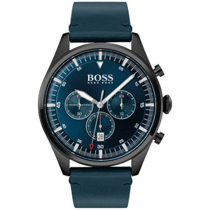 Buy Shop Hugo Boss Pioneer Quartz Blue Dial Blue Leather Strap Watch For Men - 1513711 USA Online