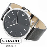 Coach Charles Black Dial Black Leather Strap Watch for Men - 14602149