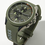 Hugo Boss Velocity Chronograph Green Dial Green Rubber Strap Watch For Men - 1514060