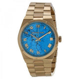 Buy Shop Michael Kors Channing Turquoise Dial Gold Steel Strap Watch For Women - MK5894 USA Online