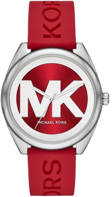 Buy Shop Michael Kors Janelle Three Hand Red Dial Red Rubber Strap Watch For Women - MK7144 USA Online
