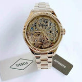 Buy Shop Fossil Rye Automatic Skeleton Gold Dial Gold Steel Strap Watch for Women - BQ3755 USA Online