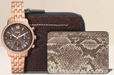 Buy Shop Fossil Neutra Chronograph Mother of Pearl Brown Dial Rose Gold Steel Strap Watch for Women - ES5218 USA Online