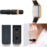 Daniel Wellington Quadro Sheffield Black Dial Black Leather Strap Watch For Women - DW00100435