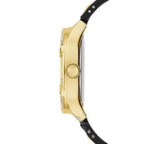 Guess Duchess Crystals Gold Dial Black Silicon Strap Watch For Women - GW0619L2