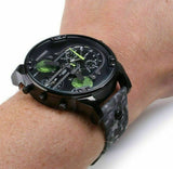 Buy Shop Diesel Big Daddy Chronograph Black Dial Black Leather Strap Watch For Men - DZ7311 USA Online