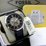 Fossil Townsman Skeleton Black Dial Black Leather Strap Watch for Men - ME3153