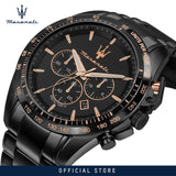 Maserati Traguardo Chronograph Black Dial Black Steel Strap Watch For Men - R8873612048