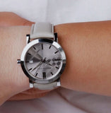 Buy Shop Burberry Heritage Grey Dial Beige Leather Strap Unisex Watch - BU1754 USA Online