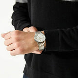 Buy Shop Emporio Armani Kappa Quartz Silver Dial Two Tone Mesh Bracelet Watch For Men - AR11093 USA Online
