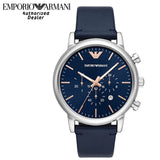 Buy Shop Emporio Armani Luigi Chronograph Blue Dial Blue Leather Strap Watch For Men - AR11451 USA Online